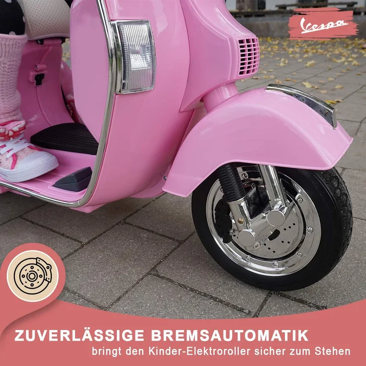 Kinder-Elektroroller Vespa lizenziert Kinderroller elektrisch Elektroauto 12 V (Pink) – Bild 2