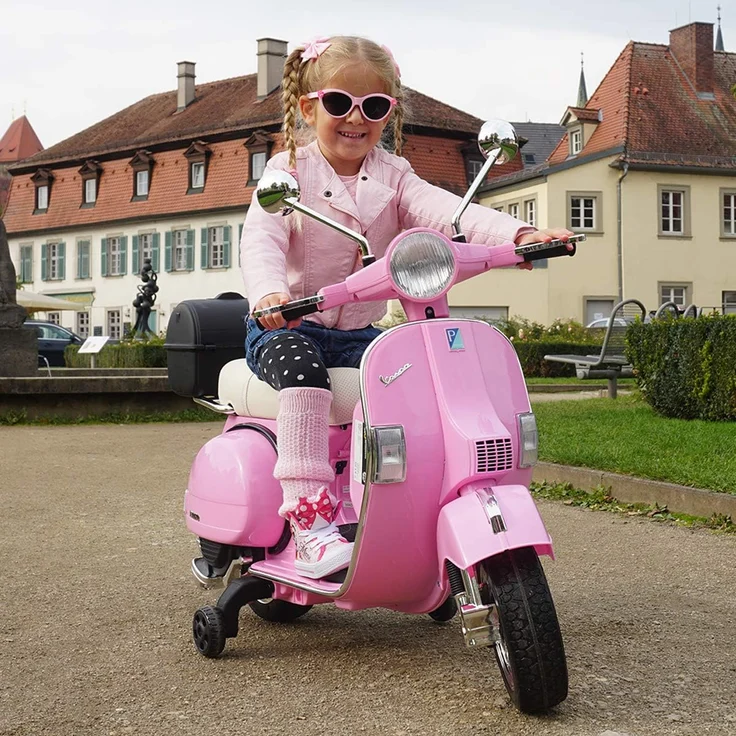 Kinder-Elektroroller Vespa lizenziert Kinderroller elektrisch Elektroauto 12 V (Pink) – Bild 8