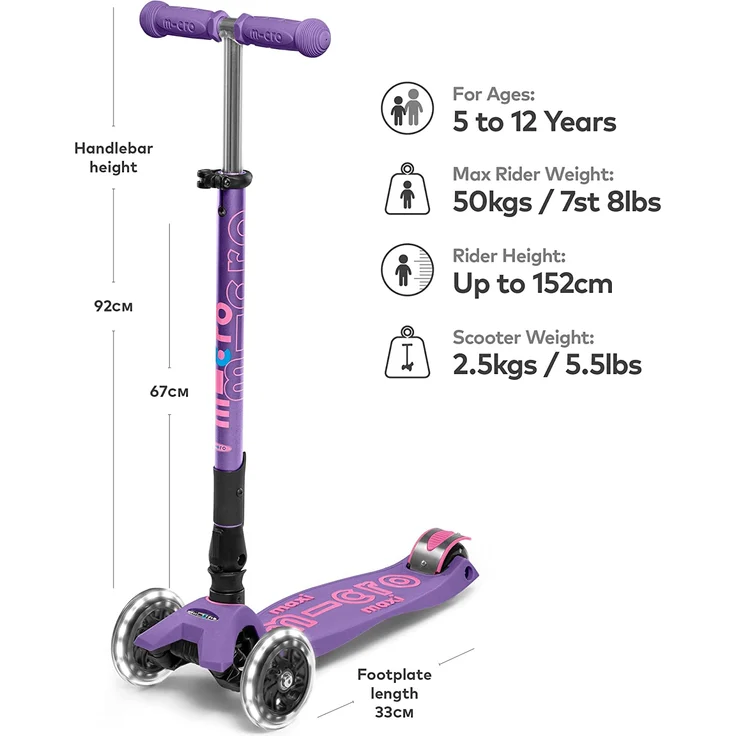 Maxi Micro Deluxe Faltbar mit LED Räder Purple – Bild 3