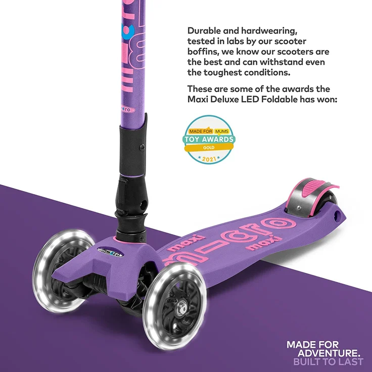 Maxi Micro Deluxe Faltbar mit LED Räder Purple – Bild 6