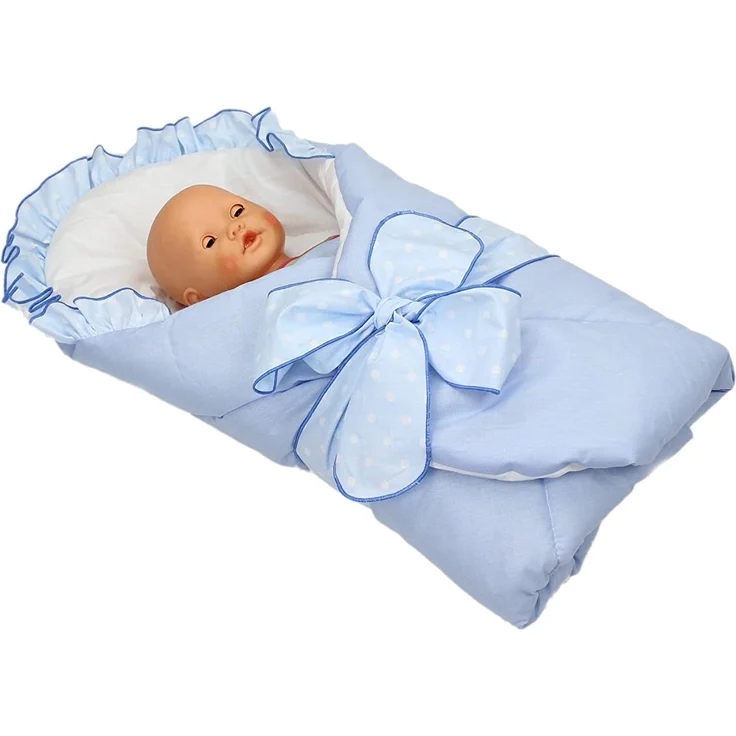 TupTam Unisex Baby Einschlagdecke mit Schleife, Farbe: Blau, Größe: 70 x 70 cm – Bild 4