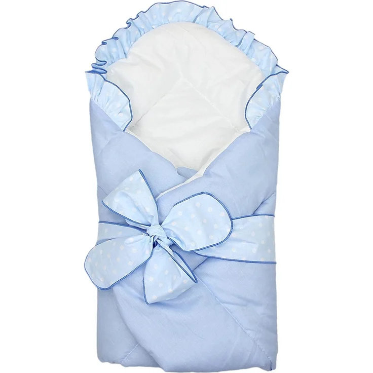 TupTam Unisex Baby Einschlagdecke mit Schleife, Farbe: Blau, Größe: 70 x 70 cm – Bild 1