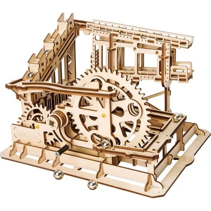 Robotime bausatz Kugelbahn Zahnradbahn Untersetzer Holz braun 238-teilig