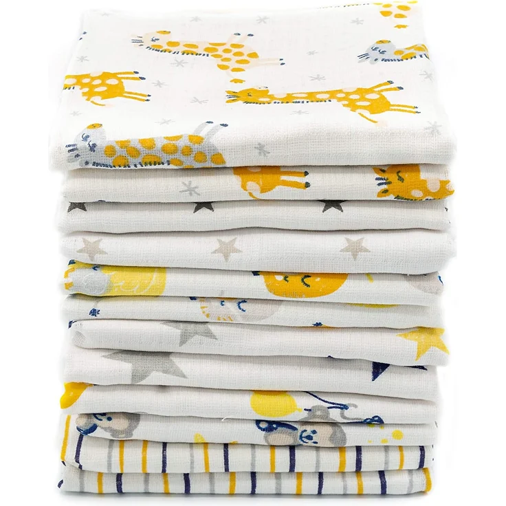 Clevere Kids Mulltücher 12er Pack | Jungs oder Mädchen | 70x80 | Oeko-TEX | Made in EU (Set Unisex Bedruckt) – Bild 1