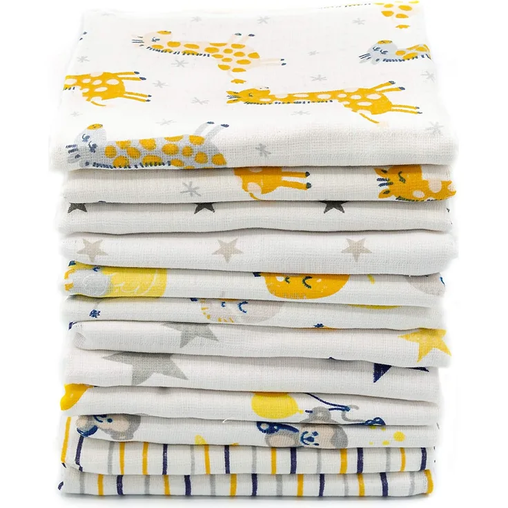 Clevere Kids Mulltücher 12er Pack | Jungs oder Mädchen | 70x80 | Oeko-TEX | Made in EU (Set Unisex Bedruckt)
