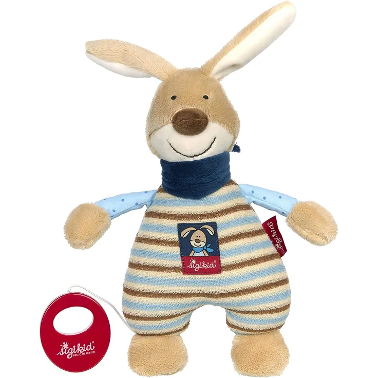 SIGIKID Jungen, Spieluhr zum Aufziehen, Semmel Bunny, Babyspielzeug, empfohlen ab 0 Monaten, blau/beige, 39265