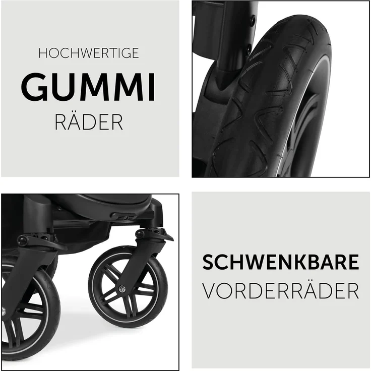 Hauck Kinderwagen 2 in 1 Saturn R Duoset mit Babywanne, Buggy bis 25 kg, Beindecke, Wendbarer Sitz mit Liegefunktion, Höhenverstellbar, Klein Klappbar, Getränkehalter, Großer Korb, Melange Schwarz – Bild 3