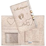 Lezzanna - Mutterpasshülle aus Filz - Mutterpass Tasche - Dokumententasche - in 4 Farben - viele Fächer für Ultraschallbilder und vieles mehr - Geschenk für Schwangere - Organizer