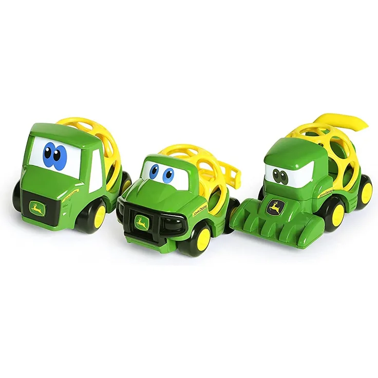 Bright Starts, John Deere, Oball, Go Grippers, Fahrzeug-Set, enthält einen Traktor, Mähdrescher und Transporter, leicht greif- und haltbar, ab 12 Monaten