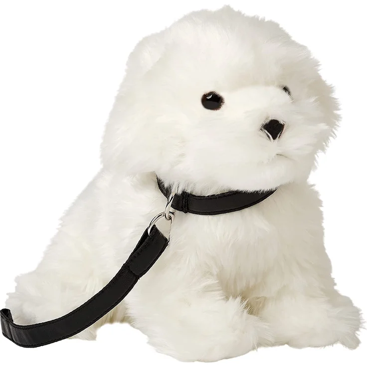 Uni-Toys - Malteser mit Leine - 26 cm (Länge) - Plüsch-Hund - Plüschtier, Kuscheltier HT-30169 Weiß – Bild 3
