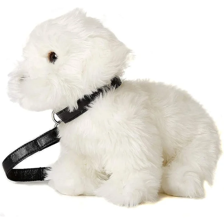 Uni-Toys - Malteser mit Leine - 26 cm (Länge) - Plüsch-Hund - Plüschtier, Kuscheltier HT-30169 Weiß – Bild 2