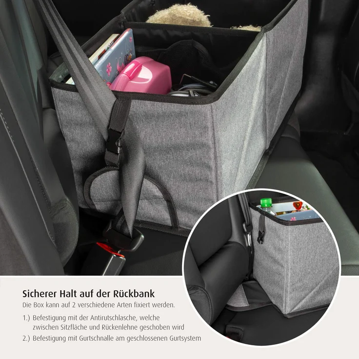 reer Rücksitz-Auto-Box TravelKid Box für Ordnung auf der Rückbank, schmutzabweisend, Anti-Rutsch-Boden, faltbar, grau - Preisvergleich – Bild 6