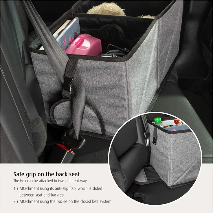 reer Rücksitz-Auto-Box TravelKid Box für Ordnung auf der Rückbank, schmutzabweisend, Anti-Rutsch-Boden, faltbar, grau - Preisvergleich – Bild 2