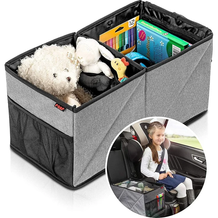 reer Rücksitz-Auto-Box TravelKid Box für Ordnung auf der Rückbank, schmutzabweisend, Anti-Rutsch-Boden, faltbar, grau - Preisvergleich – Bild 1