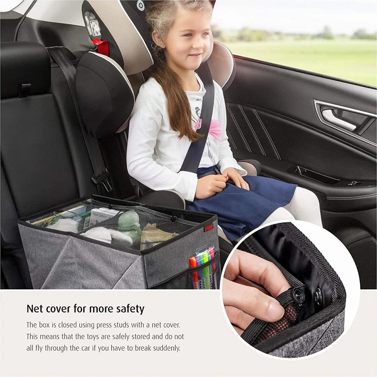 reer Rücksitz-Auto-Box TravelKid Box für Ordnung auf der Rückbank, schmutzabweisend, Anti-Rutsch-Boden, faltbar, grau - Preisvergleich – Bild 3
