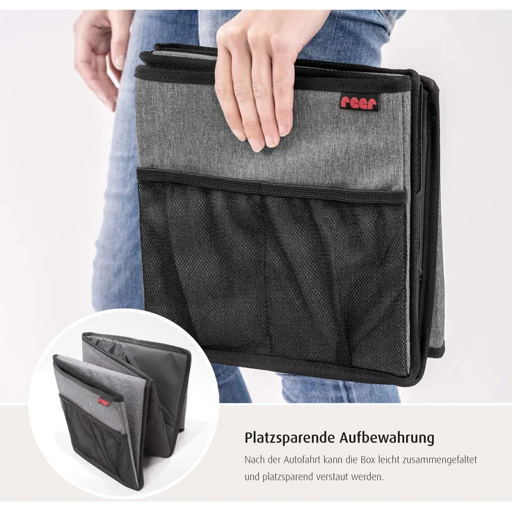 reer Rücksitz-Auto-Box TravelKid Box für Ordnung auf der Rückbank, schmutzabweisend, Anti-Rutsch-Boden, faltbar, grau - Preisvergleich – Bild 8