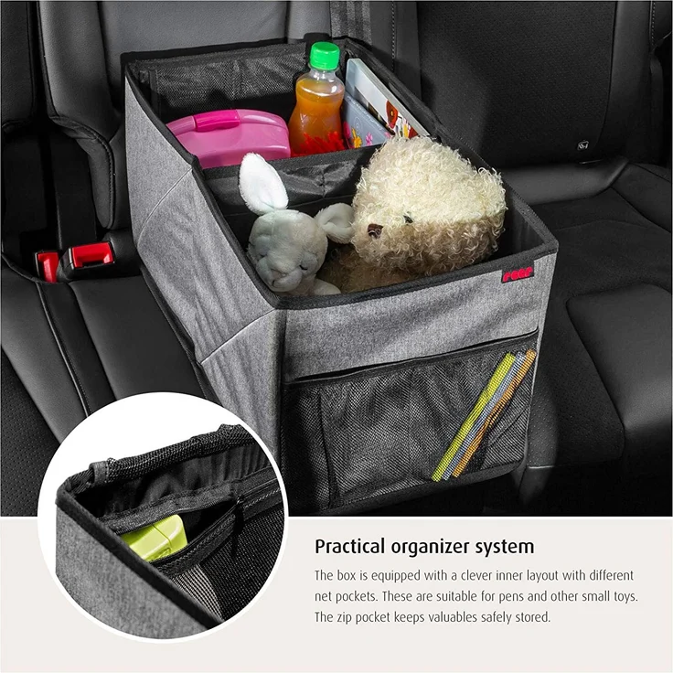 reer Rücksitz-Auto-Box TravelKid Box für Ordnung auf der Rückbank, schmutzabweisend, Anti-Rutsch-Boden, faltbar, grau - Preisvergleich – Bild 4