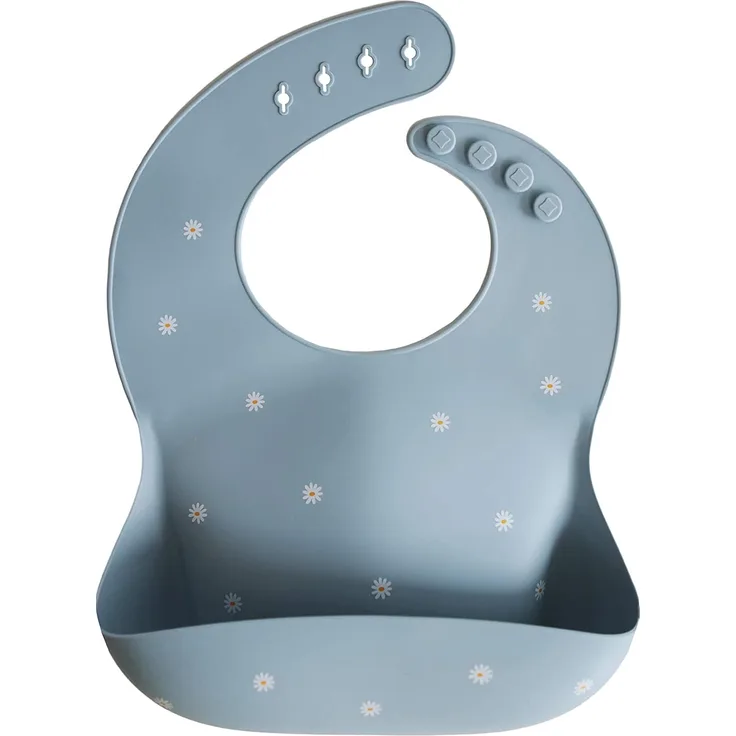 mushie Silikon Bib für Kinder | Lätzchen mit Auffangschale | BPA frei Wasserdicht | Abwaschbar Lätzchen mit verstellae Passform | Sichere & Hochwertige für Kleinkinder & Baby | White Daisy
