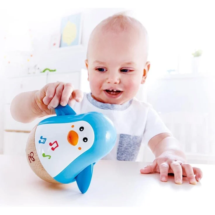 Hape E0331 - Stehauf-Pinguin, Stehaufmännchen mit Klang, blau, ab 6 Monaten – Bild 2