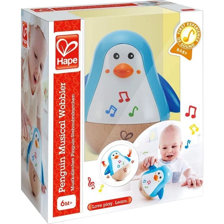 Hape E0331 - Stehauf-Pinguin, Stehaufmännchen mit Klang, blau, ab 6 Monaten – Bild 6