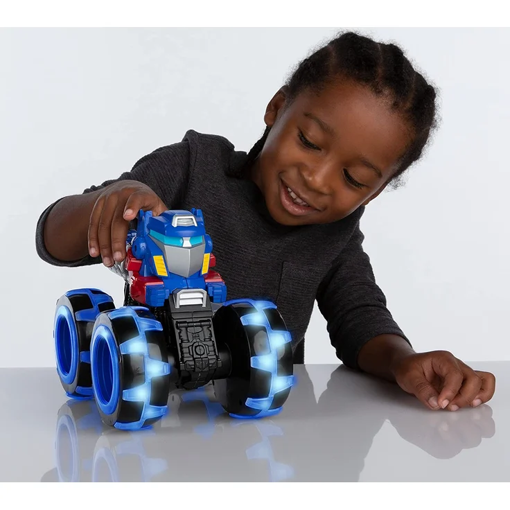 Transformers Optimus Prime Monster Treads Lightning Wheels Spielzeug | Leuchtendes Monster Truck Spielzeug mit Neonrädern | Blaues Spielzeug für Kinder, Jungen und Mädchen ab 3, 4, 5+ Jahren – Bild 6