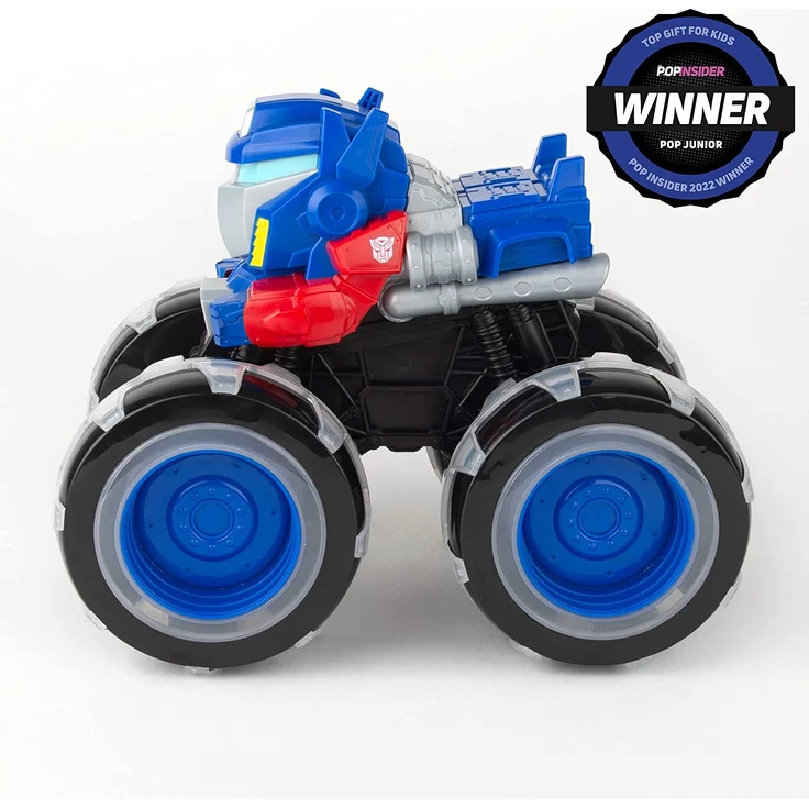 Transformers Optimus Prime Monster Treads Lightning Wheels Spielzeug | Leuchtendes Monster Truck Spielzeug mit Neonrädern | Blaues Spielzeug für Kinder, Jungen und Mädchen ab 3, 4, 5+ Jahren – Bild 2
