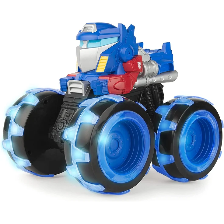 Transformers Optimus Prime Monster Treads Lightning Wheels Spielzeug | Leuchtendes Monster Truck Spielzeug mit Neonrädern | Blaues Spielzeug für Kinder, Jungen und Mädchen ab 3, 4, 5+ Jahren – Bild 1