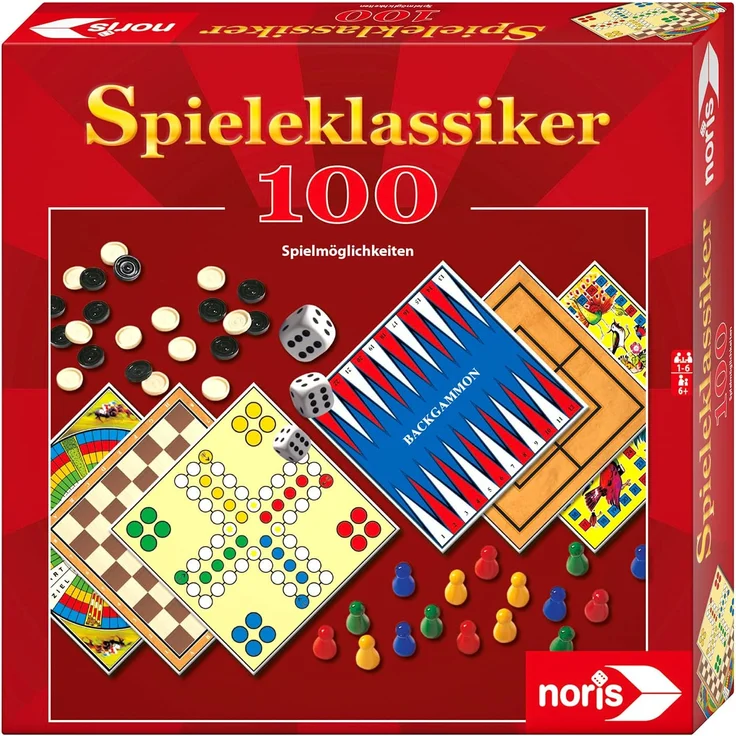 Noris 606111686 Spieleklassiker mit 100 Spielmöglichkeiten – Bild 1