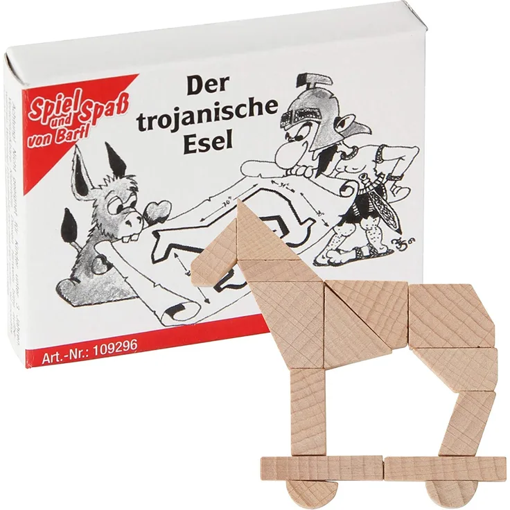 Bartl 109296 Mini-Holz-Puzzle Der trojanische Esel aus 14 kleinen Holzteilen