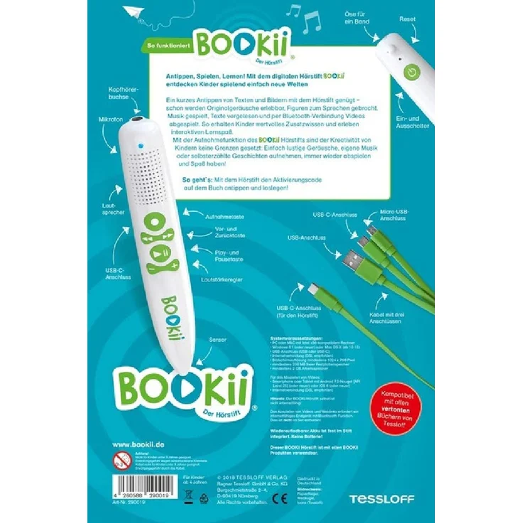 BOOKii Der Hörstift, mit vielen vorinstallierten Titeln und für alle weiteren Produkte der BOOKii-Welt!: Antippen, Spielen, Lernen! – Bild 2