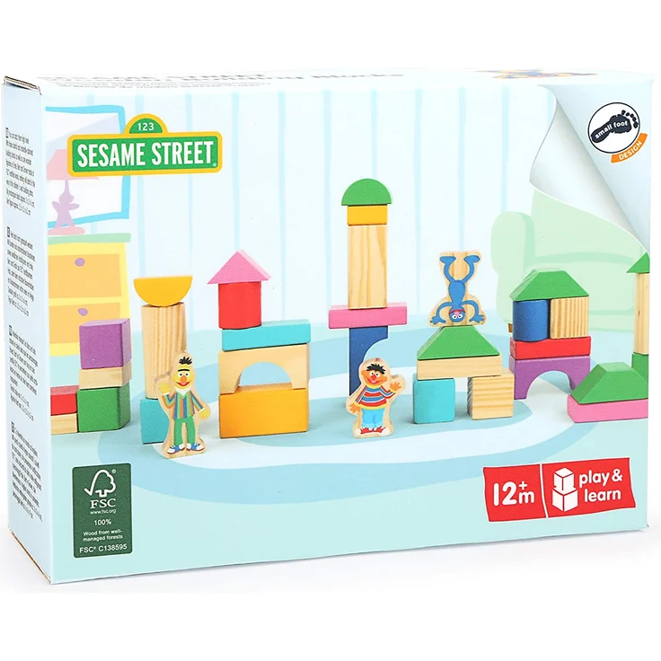 Small Foot 10970 Sesamstrasse Holzbausteine, 100% FSC-Zertifiziert, für Kinder ab 12 Monaten von der Marke Spielzeug, Mehrfarbig – Bild 3