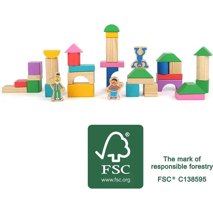 Small Foot 10970 Sesamstrasse Holzbausteine, 100% FSC-Zertifiziert, für Kinder ab 12 Monaten von der Marke Spielzeug, Mehrfarbig – Bild 4
