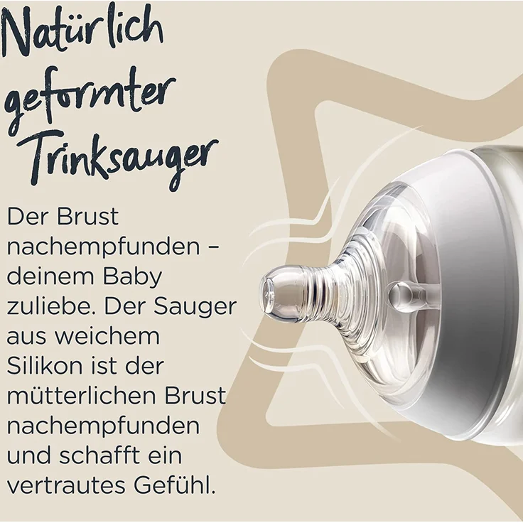 Tommee Tippee Closer to Nature Trinksauger, Natürlich Geformt mit Anti-Kolik Ventil, Weiches Silikon, Schneller Milchfluss, ab 6 Monate, 6-er Set, 423681, Clear, 6er Pack – Bild 5