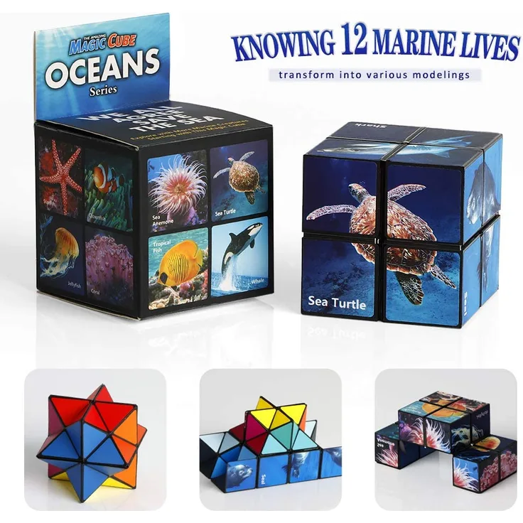Euklidischer Würfel Star Cube Magic Cube Set, Transforming Cubes Magic Puzzle Cubes für Kinder und Erwachsene (Ozean-Serie)