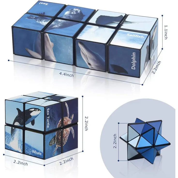 Euklidischer Würfel Star Cube Magic Cube Set, Transforming Cubes Magic Puzzle Cubes für Kinder und Erwachsene (Ozean-Serie) – Bild 4