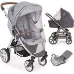 Universal Insektenschutz / Mückennetz für Kinderwagen & Buggy - idealer Schutz vor Wespen & Stechmücken Dank feinem Netzgewebe - Premium QUALITÄT: reißfest & waschbar, mit Tasche - Grau, Schwarz