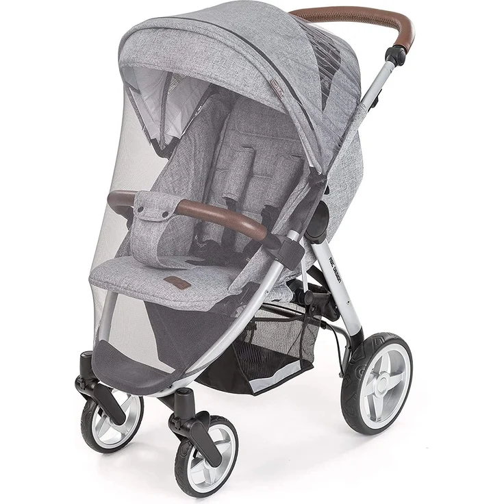 Universal Insektenschutz / Mückennetz für Kinderwagen & Buggy - idealer Schutz vor Wespen & Stechmücken Dank feinem Netzgewebe - Premium QUALITÄT: reißfest & waschbar, mit Tasche - Grau, Schwarz – Bild 4