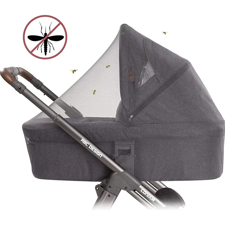 Universal Insektenschutz / Mückennetz für Kinderwagen & Buggy - idealer Schutz vor Wespen & Stechmücken Dank feinem Netzgewebe - Premium QUALITÄT: reißfest & waschbar, mit Tasche - Grau, Schwarz – Bild 8