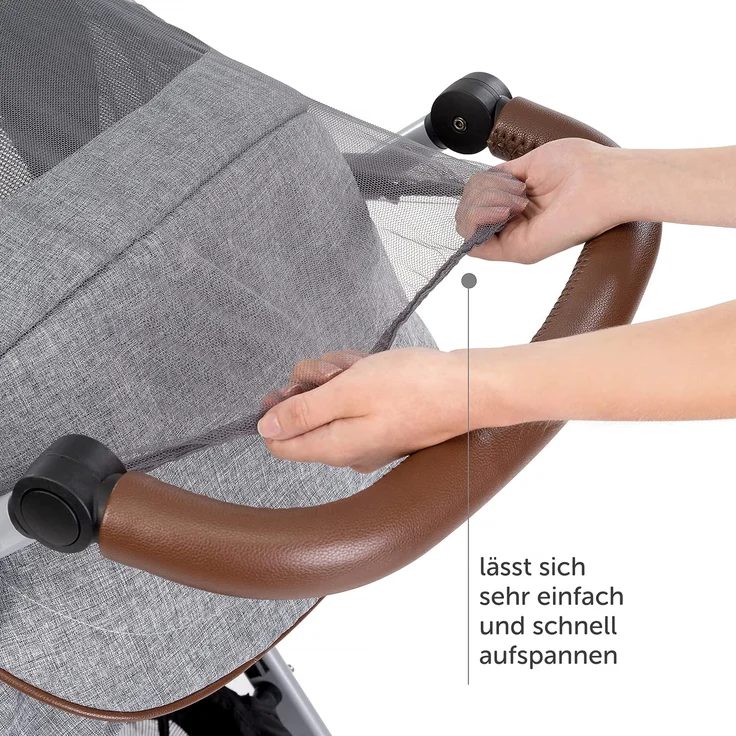 Universal Insektenschutz / Mückennetz für Kinderwagen & Buggy - idealer Schutz vor Wespen & Stechmücken Dank feinem Netzgewebe - Premium QUALITÄT: reißfest & waschbar, mit Tasche - Grau, Schwarz – Bild 6