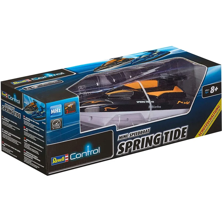 Revell Control RC Boot - ferngesteuert mit 40 MHz Fernsteuerung, kentersicher mit stabilem Rumpf, durch Sicherheitsschaltung laufen die Motoren nur im Wasser an, Batteriebetrieb - SPRING TIDE 40 24136 – Bild 7