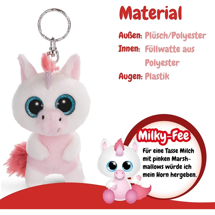 NICI Glubschis: Das Original – Glubschis Schlüsselanhänger Einhorn Milky-Fee 9 cm – Einhorn Kuscheltieranhänger mit Schlüsselring für Schlüsselband, Schlüsselbund & Schlüsselhalter – 45551 – Bild 4