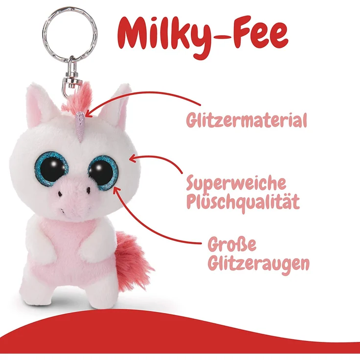 NICI Glubschis: Das Original – Glubschis Schlüsselanhänger Einhorn Milky-Fee 9 cm – Einhorn Kuscheltieranhänger mit Schlüsselring für Schlüsselband, Schlüsselbund & Schlüsselhalter – 45551 – Bild 3