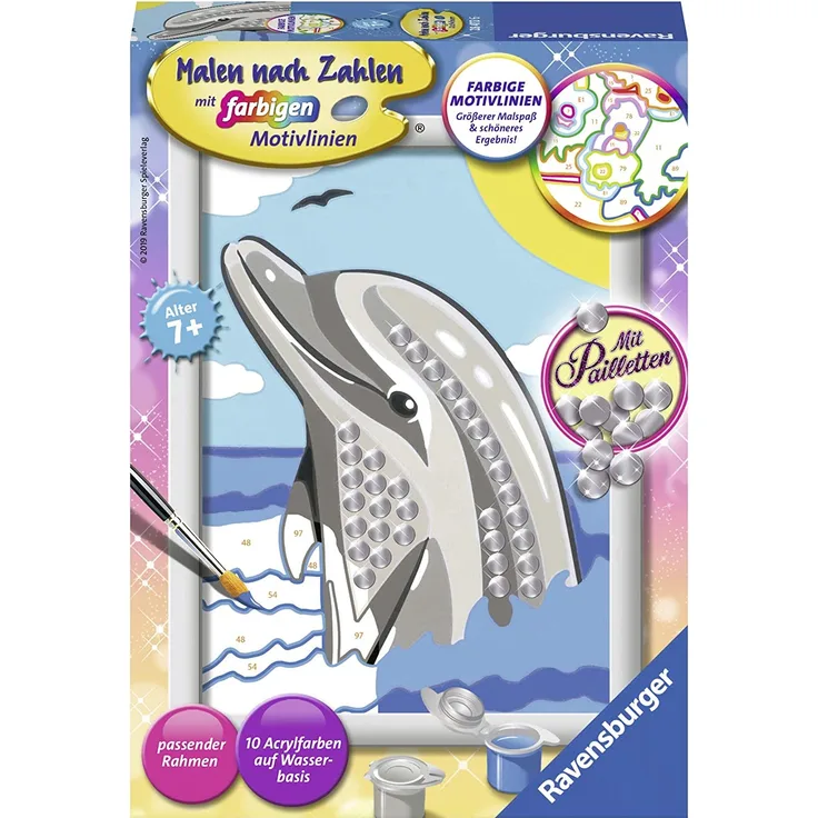 Ravensburger Malen nach Zahlen Delfin mit Pailletten