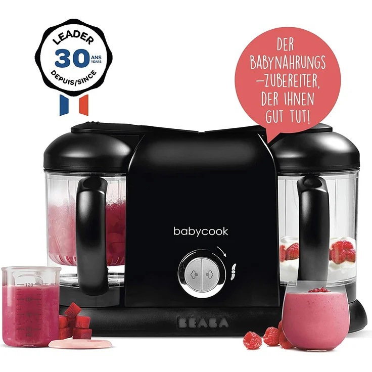 BÉABA Babycook Duo 4-in-1-Babynahrungszubereiter - Dampfgarer - Schnelles Dampfgaren in 15 Minuten - 2.200 ml XXL-Fassungsvermögen - Schwarz – Bild 2