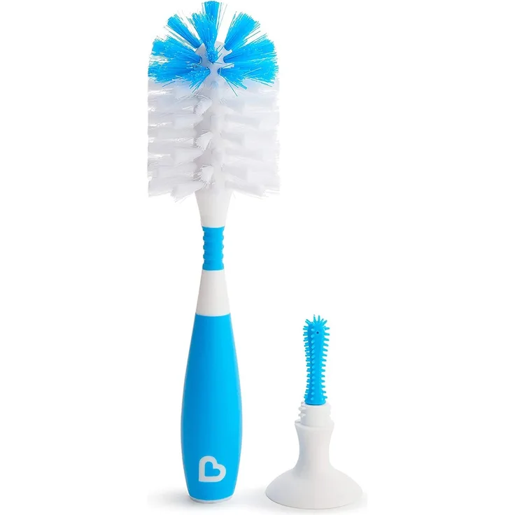 Munchkin Deluxe 2 in 1 Flaschen - und Saugerbürste mit Anti-Rutsch Griff, Blau