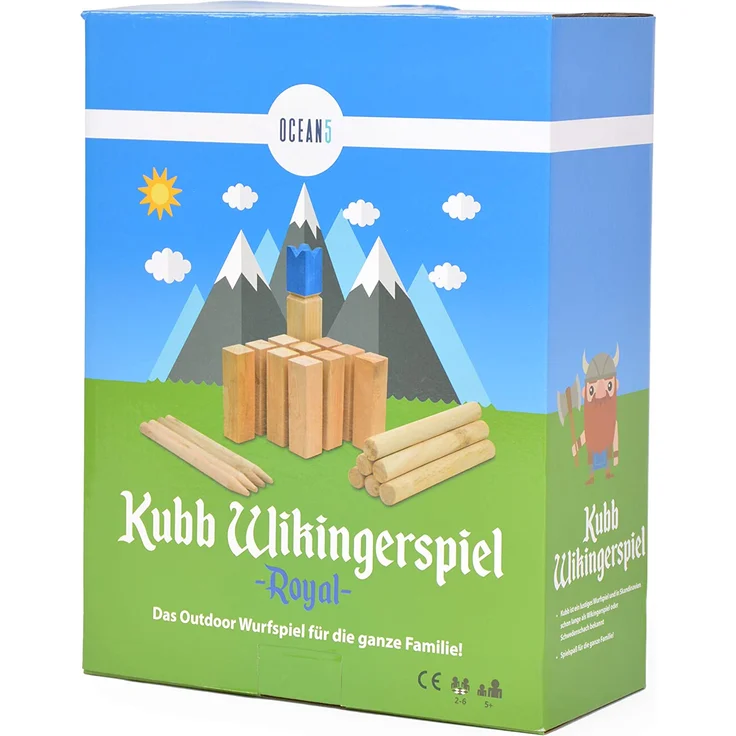 Ocean 5 Kubb Royal - Original Wikinger Wurfspiel - Premium FSC® Holzspiel im Stoffbeutel mit massiven Figuren - Schwedenschach Holz Outdoor Spiel Wurf Schach Spiele - Preisvergleich – Bild 4