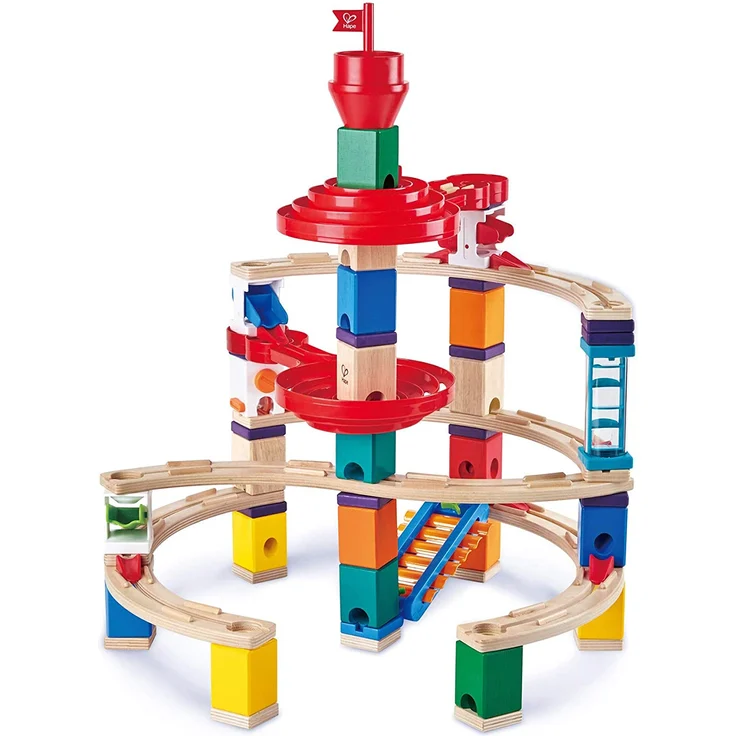 Hape E6024 - Super-Spiralburg, Quadrilla Kugelbahn, Konstruktionsspielzeug mit umfangreichem Zubehör, 129 teilig, aus Holz, ab 4 Jahren, mehrfarbig – Bild 1
