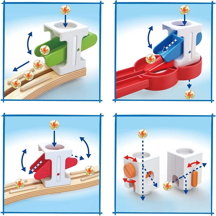 Hape E6024 - Super-Spiralburg, Quadrilla Kugelbahn, Konstruktionsspielzeug mit umfangreichem Zubehör, 129 teilig, aus Holz, ab 4 Jahren, mehrfarbig – Bild 4