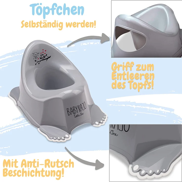 Babykajo 3 in 1 Baby Töpfchen Set - Kinder Töpfchen + Kinder Toilettensitz + Kinder Tritthocker – aus BPA freiem Plastik und mit Antirutschfüßchen. (grau) - Preisvergleich – Bild 3