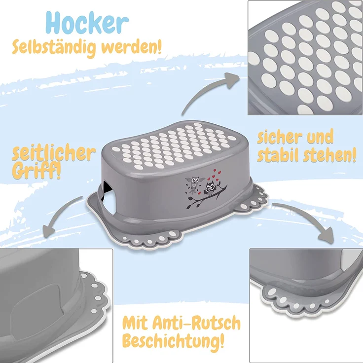 Babykajo 3 in 1 Baby Töpfchen Set - Kinder Töpfchen + Kinder Toilettensitz + Kinder Tritthocker – aus BPA freiem Plastik und mit Antirutschfüßchen. (grau) - Preisvergleich – Bild 5